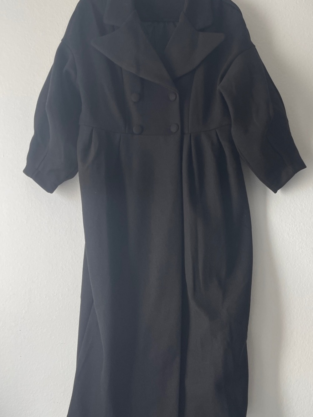 SOLID LANTERN SLEEVES WIDE LAPEL COAT - Picture 3 of 7